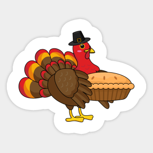 Cute Turkey with Pumpkin Pie Thanksgiving Sticker